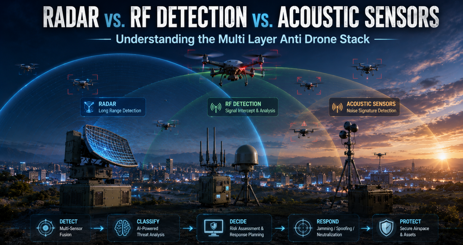 Radar vs. RF Detection vs. Acoustic Sensors - Understanding the Multi Layer Anti Drone Stack