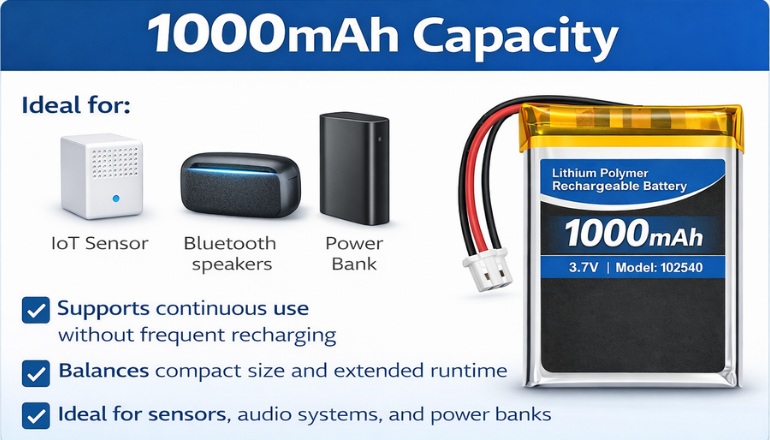 Strong 1000mAh Capacity