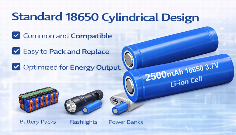 Standard 18650 Cylindrical Design